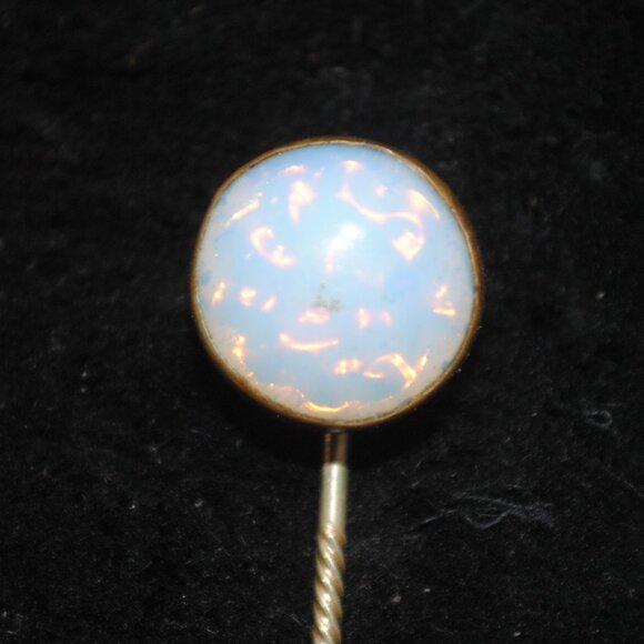 Antique Foil Opal Glass Cabochon Stick / Tie Pin - Picture 1 of 8